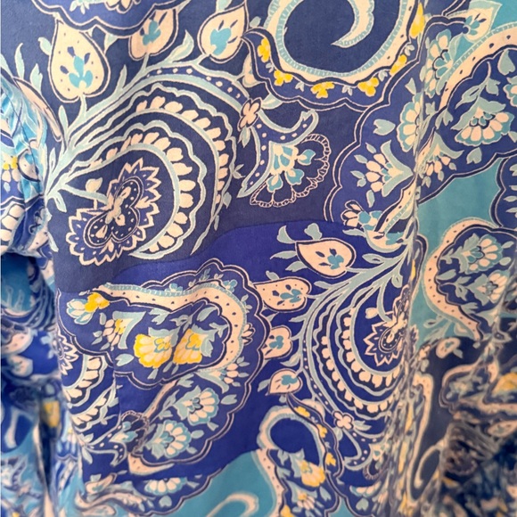 Ruby Rd. Blue and Turquoise Paisley Button-Down Shirt - Picture 9 of 12